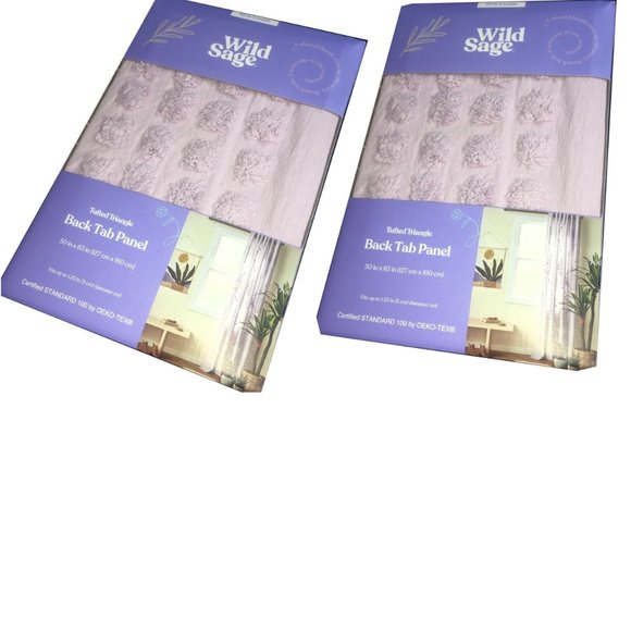 2 IRIS LAVENDER Wild Sage Tufted Triangle 63"L x 50"W Rod Pocket Window Curtains - Picture 2 of 7